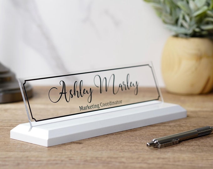 Classic Desk Name Plate.   Plaque made Exclusively by Garo Signs. Size 10" x 2.5”