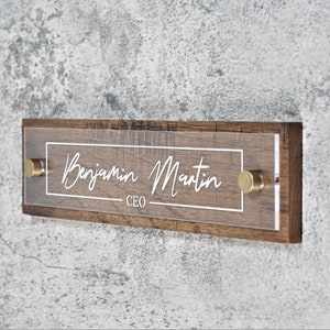 Rustic Wall & Door Flush Mount Name Plate.   Made Exclusively by Garo Signs. Size 10" x 2.5"