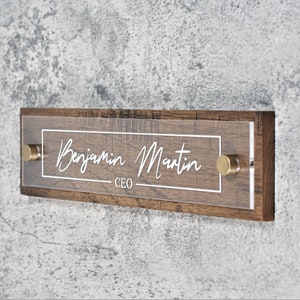 Rustic Wall & Door Flush Mount Name Plate. Made Exclusively by Garo Signs. Size 10 x 2.5 image 1