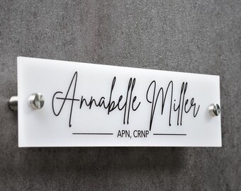 Personalized Acrylic Wall & Door Name Plate with Hardware Included.   Made Exclusively by Garo Signs. Size 10" x 2.5"