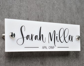 Personalized Acrylic Wall & Door Name Plate with Hardware Included.   Made Exclusively by Garo Signs. Size 10" x 2.5"