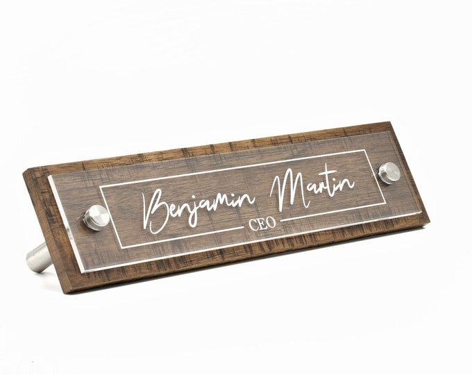 Rustic Desk Name Plate.   Made Exclusively by Garo Signs. Size 10" x 2.5"