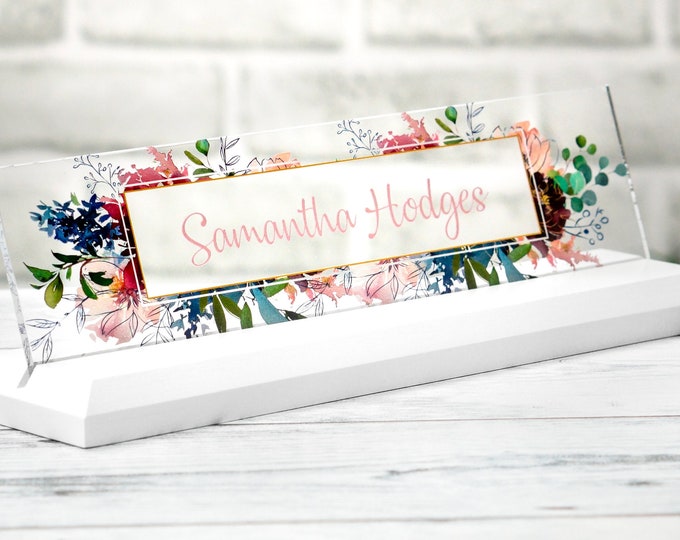 Desk Name Plate Office Supply Personalized Secretary Sign Gift Custom Professional Wood Office Sign 10 x 2.5