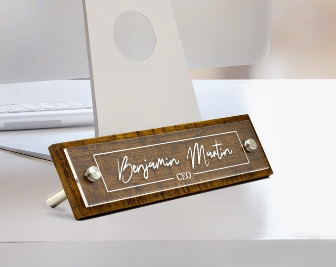 Rustic Desk Name Plate.   Made Exclusively by Garo Signs. Size 10" x 2.5"