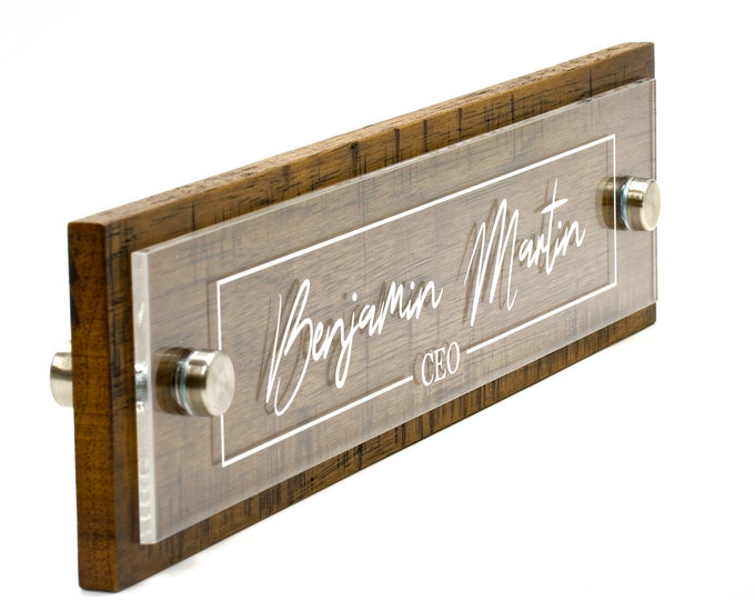Rustic Wall & Door with Hardware Name Plate.   Made Exclusively by Garo Signs. Size 10" x 2.5"