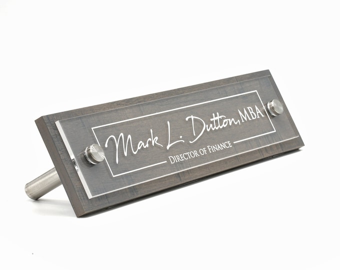Rustic Desk Name Plate.   Made Exclusively by Garo Signs. Size 10" x 2.5"