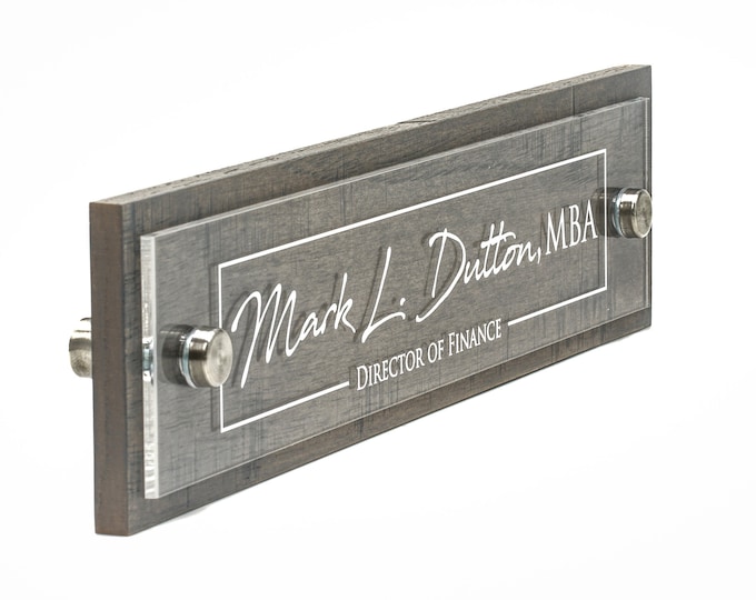 Rustic Wall & Door with Hardware Name Plate.   Made Exclusively by Garo Signs. Size 10" x 2.5"