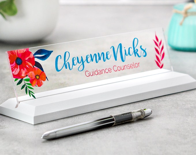 Floral Desk Name Plate 10 x 2.5 inches