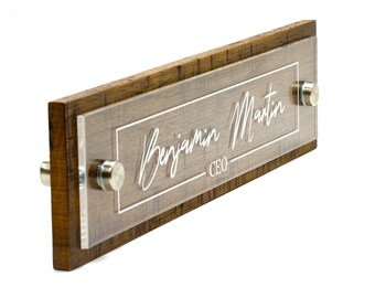 Rustic Modern Door Sign Holder, Wall Sign, or Hanging Sign by Garo Signs 10 x 2.5 Inches