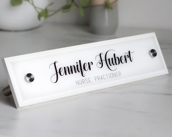 Modern Desk Name Plate.   Made Exclusively by Garo Signs. Size 10" x 2.5"