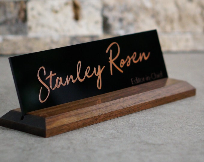 Classic Desk Name Plate.   Made Exclusively by Garo Signs. Size 10" x 2.5”