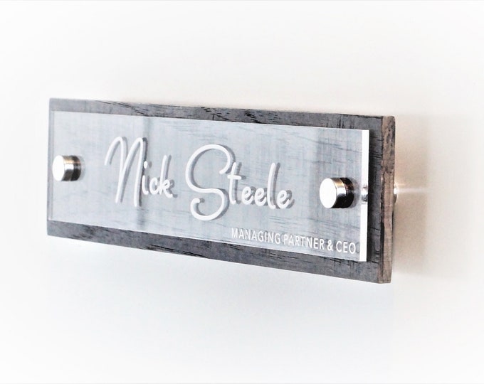 Rustic Wall Name Plate - Personalized Name Plate - Door Name Plate - Office Decor - Personalized Name Sign - Acrylic Sign - Size 10" x 2.5"