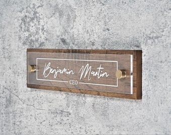 Rustic Wall & Door Flush Mount Name Plate.   Made Exclusively by Garo Signs. Size 10" x 2.5"