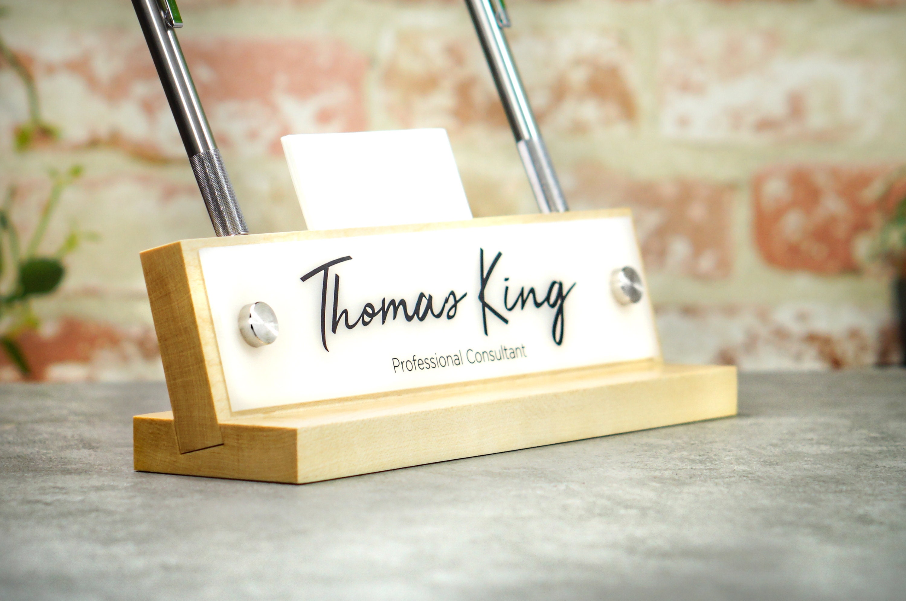 Coworker Gift Desk Sign and Name Plate Personalized Wood Etsy