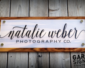 Custom Store Front Business Sign and Store Display Sign with Logo 10 x 26 inches (shown in Sapwood)