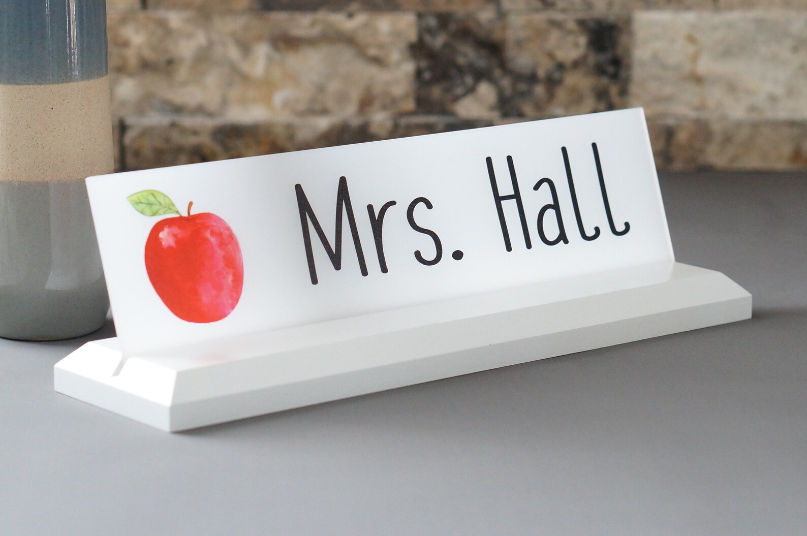 Acrylic Teacher Desk Name Plate With Wood Plaque Personalized Etsy