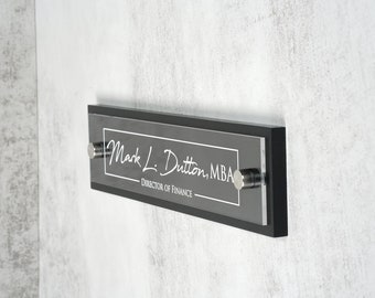 Modern Wall & Door Flush Mount Name Plate.   Made Exclusively by Garo Signs. Size 10" x 2.5"