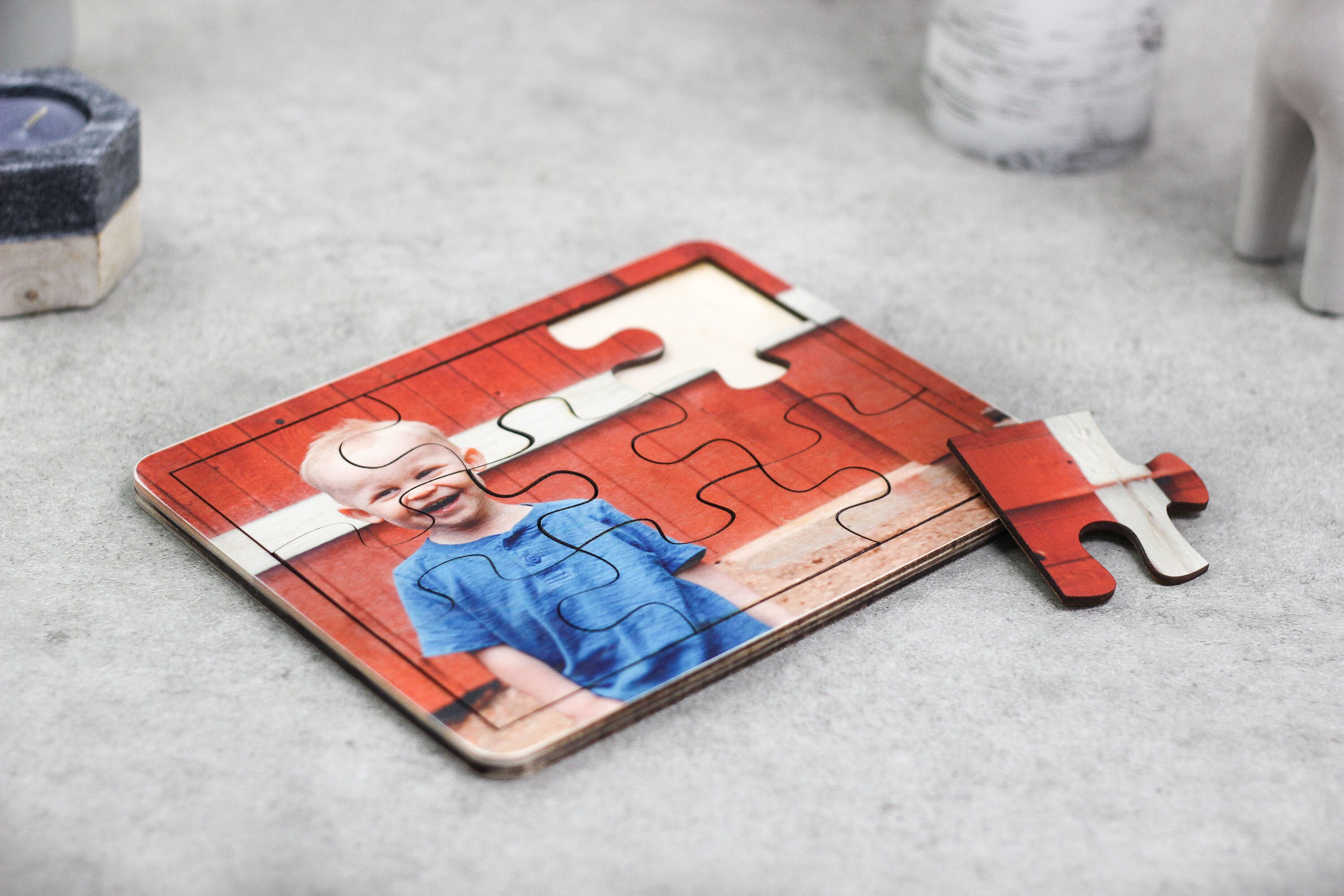 Personalized Wood Jigsaw Photo Puzzle, Baby Birthday Gift, Nursery