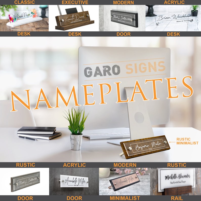 Classic Desk Name Plate. Made Exclusively by Garo Signs. Size 10 x 2.5 image 2