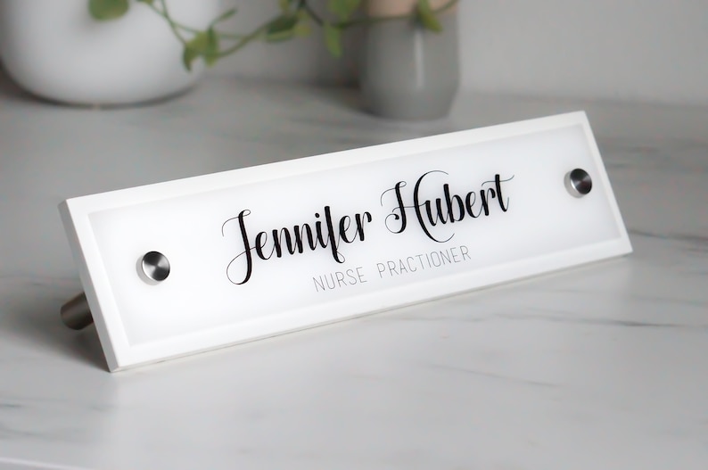 Home Office Furniture and Decor Wooden Acrylic Desk Name Plate 10 x 2.5 inches 