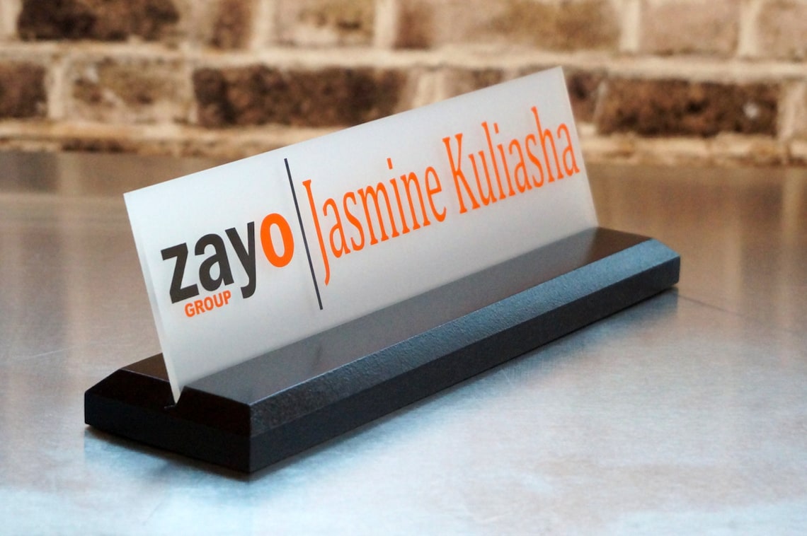 Desk Name Plate With LOGO and 2 Colors Great Professional Wood Etsy
