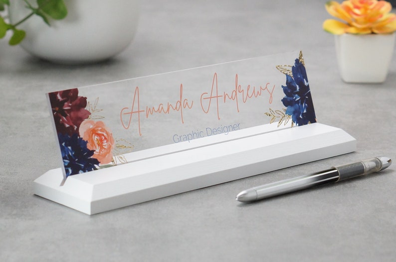 Clear Acrylic Desk Name Plate Modern Office Decor Graduation | Etsy