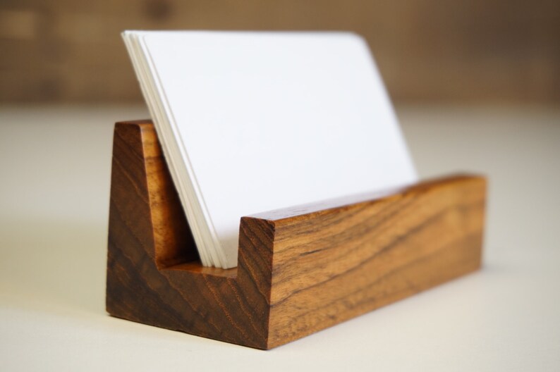 Wood Office Desk Business Card Holder Office Accessories Etsy Canada