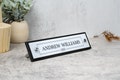 Modern Desk Name Plate.   Made Exclusively by Garo Signs. Size 10" x 2.5"
