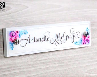 Modern Wall & Door Flush Mount Name Plate.   Made Exclusively by Garo Signs. Size 10" x 2.5"