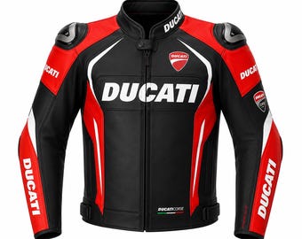 Giacca da moto in pelle Ducati Corse, giacca da corsa da motociclista con protezioni CE in pelle bovina
