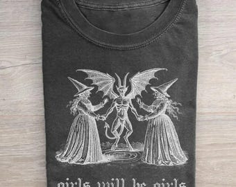 Girls Will Be Girls Witch Comfort Colors  T-shirt , Halloween Witchy Vibes