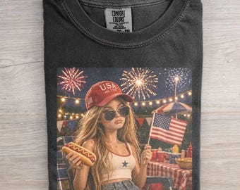 Comfor Color Funny Doll Face 4th Of July Face Meme Tee
