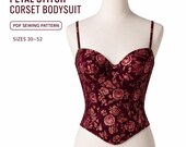 Petal Stitch Corset Bodysuit Sewing Pattern PDF, A0 A4 Projector Files, Layered Sizes 30-52, Printable DIY Template Corset Top Pattern