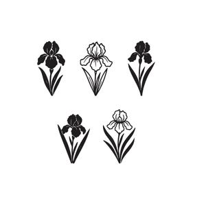 Iris Flower Embroidery Design, Iris Flower Bundle Embroidery, Iris Flower Silhouette  Machine Embroidery Design Files, 5 Sizes