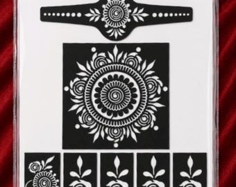 Mandala Henna Stencil Set | Mehndi Tattoo SVG, PNG (Digital Download)