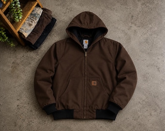 Veste Carhartt Active vintage : manteau workwear matelassé en toile de canard marron
