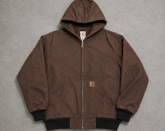 Veste Carhartt Active vintage : manteau workwear matelassé en toile de canard marron