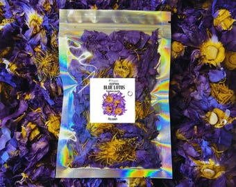 Organic Egyptian Blue Lotus Flowers, Pre Ground