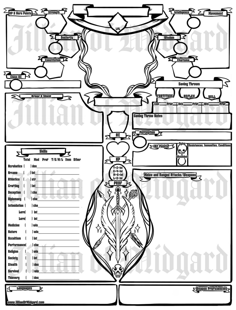PDF Printable Pathfinder 2nd Edition Character Sheet Bundle Etsy