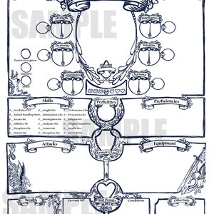 PDF printable Dungeons & Dragons 5th ed Character Sheet bundle
