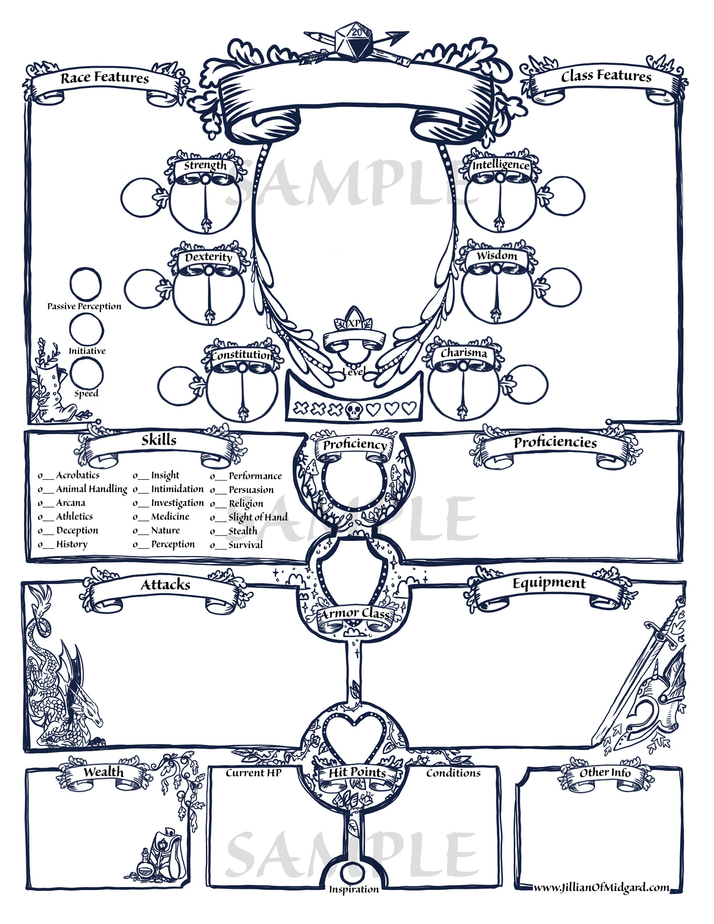 PDF Printable Dungeons Dragons 5th Ed Character Sheet Bundle Etsy