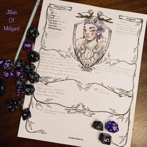 PDF Downloadable Jillian of Midgard Illustrated D&D 5th Ed Character ...