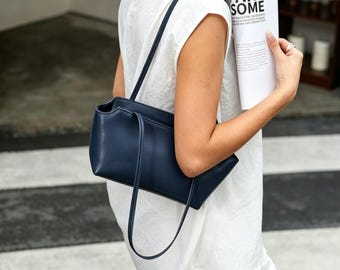 Schoudertas van lamsleer|Commuter-draagtas|Ooktas dames|Minimalistisch ontwerp schoudertas|Cadeau voor dame