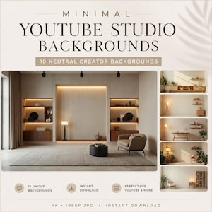 Minimalistische YouTube-Studiohintergründe, neutrale Creator-Hintergründe, JPG-Video mit sprechendem Kopf
