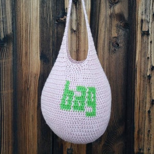 Crochet Bag That Says Bag, Crochet Market Bag, Crochet Hobo Bag, Crochet Shoulder Bag, "Bag" Bag, Gift Bag, Crochet Gift, Funny Crochet Bag