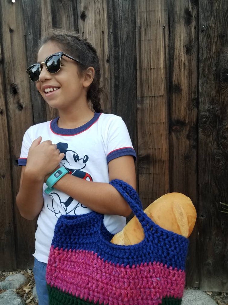 Chunky Crochet Market Bag Colorful Crochet Tote Chunky Etsy
