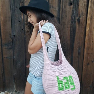 Crochet Bag That Says Bag, Crochet Market Bag, Crochet Hobo Bag, Crochet Shoulder Bag, Bag Bag, Gift Bag, Crochet Gift, Funny Crochet Bag image 3