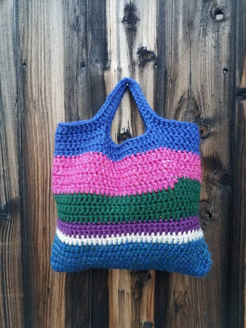 Chunky Crochet Market Bag Colorful Crochet Tote Chunky Etsy
