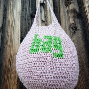 Crochet Bag That Says Bag, Crochet Market Bag, Crochet Hobo Bag, Crochet Shoulder Bag, Bag Bag, Gift Bag, Crochet Gift, Funny Crochet Bag image 8