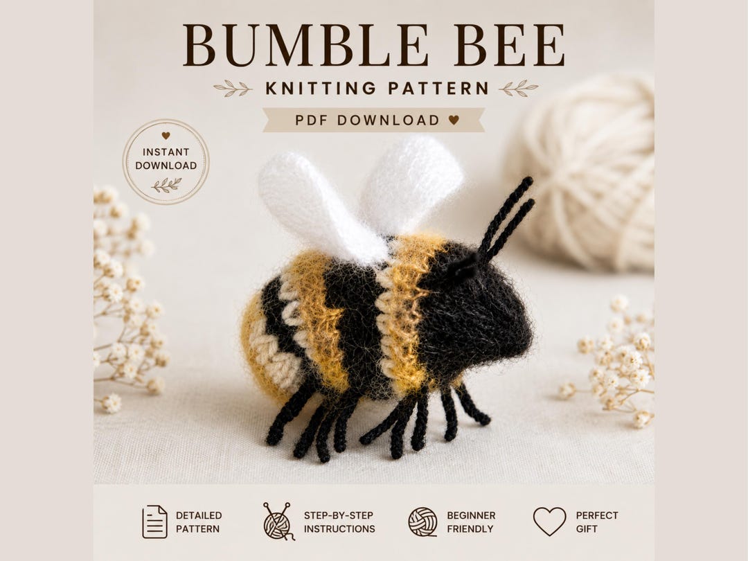 Bumble Bee Knitting Pattern PDF, Bee Toy Knitting Pattern, Tiny Bee ...